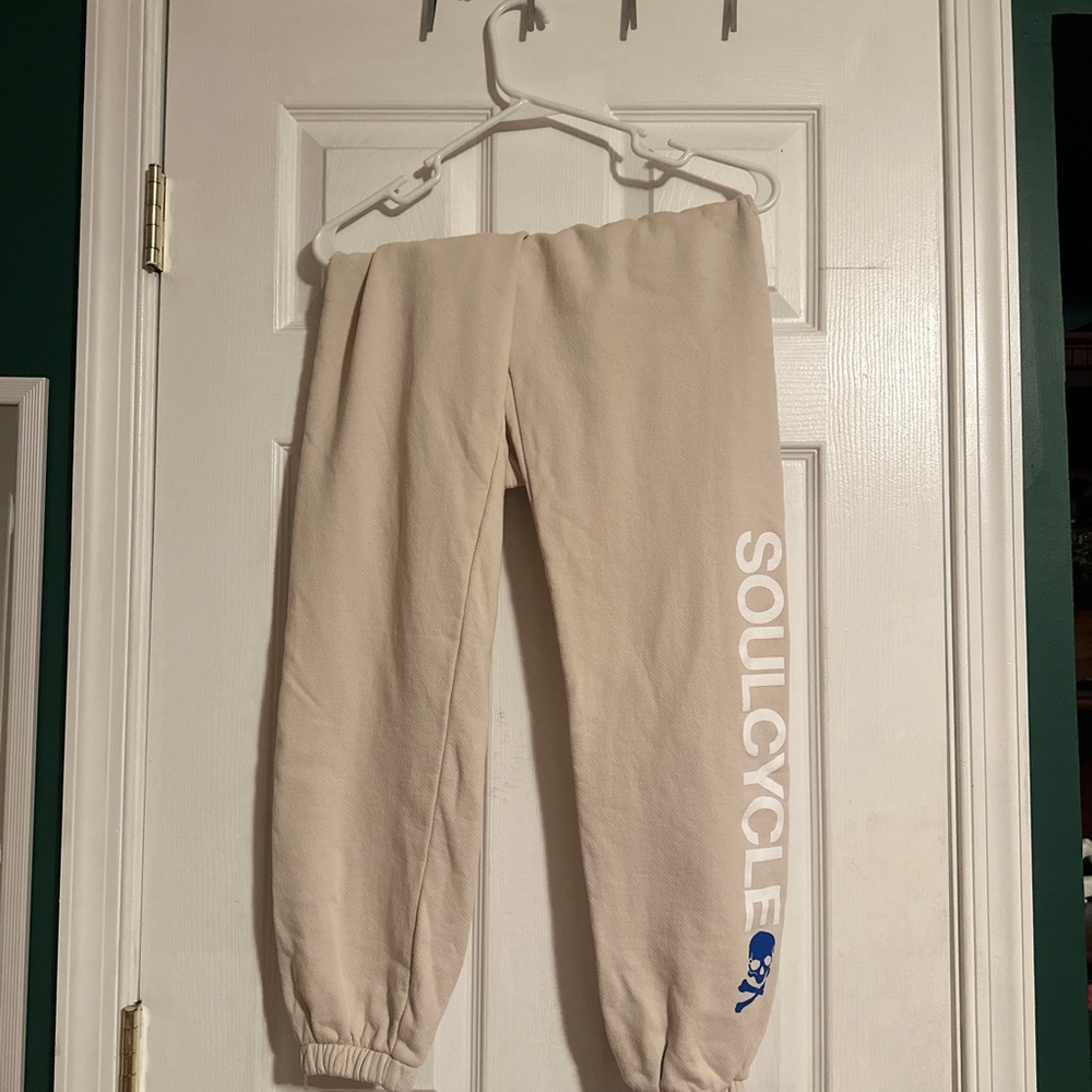 SoulCycle Cream Joggers with Blue Logo